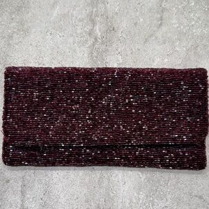 Moyna New York Purple beaded Foldover Clutch
